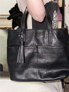 Black Leather Crossbody Bag w/ Tassel Sonoma Goods for life